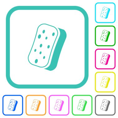 Beyaz arkaplanda kıvrımlı sınırlarda bulaşıcı sünger canlı düz simgeler