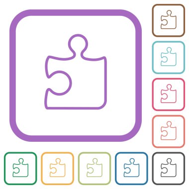 Tek parça ana hatları basit simgeler beyaz arkaplan üzerinde renkli yuvarlak kare çerçeveler