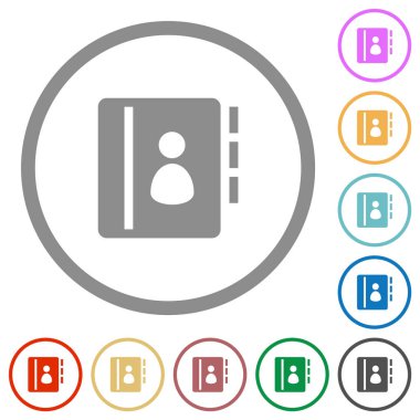 Kişi beyaz arkaplanda düz renk simgelerini yuvarlak hatlarda gösterir