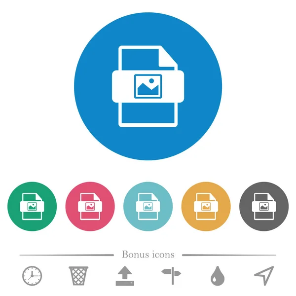 Tipo Arquivo Imagem Ícones Brancos Planos Fundos Cor Redonda Ícones —  Vetores de Stock