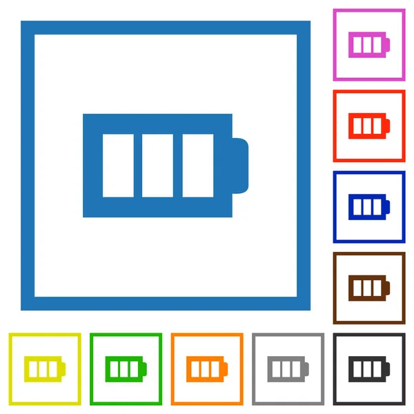 Fullt Batteri Med Tre Lastenheter Alternativ Platt Färg Ikoner Fyrkantiga — Stock vektor