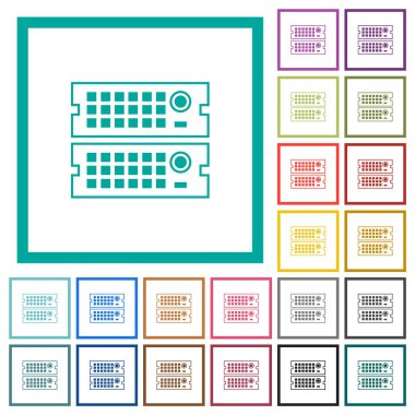 Sunucuları beyaz arkaplanda çeyrek çerçeve içeren düz renk simgelerini düzenle