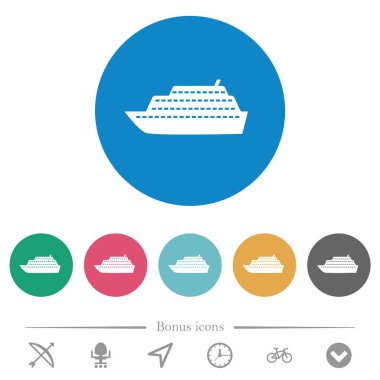 Düz beyaz simgeler ve yuvarlak renkli arka planlar. 6 bonus simgesi dahil.