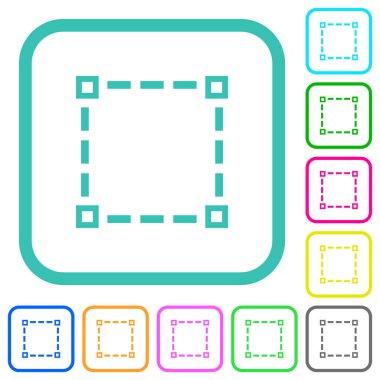 Seçim aracı beyaz arkaplan üzerindeki eğri kenarlıklardaki canlı renkli düz simgeleri özetliyor