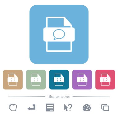 Renkli yuvarlak kare arkaplan üzerine beyaz düz simgeler yaz. 6 bonus simgesi dahil