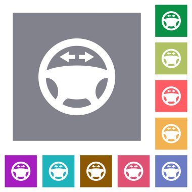 Basit renk kare arkaplan üzerindeki araç dönüş sinyali gösterge paneli düz simgeleri