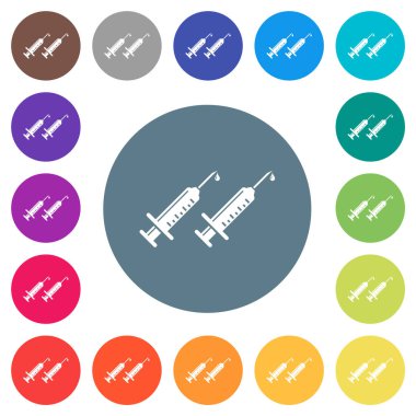 İkinci aşı düz beyaz ikonlar yuvarlak renkli arka planda. 17 arkaplan renk varyasyonu dahil.