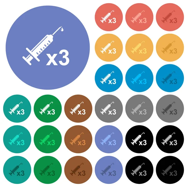 Dritte Impfdosis Mehrfarbige Flache Symbole Auf Rundem Hintergrund Inklusive Weißer — Stockvektor