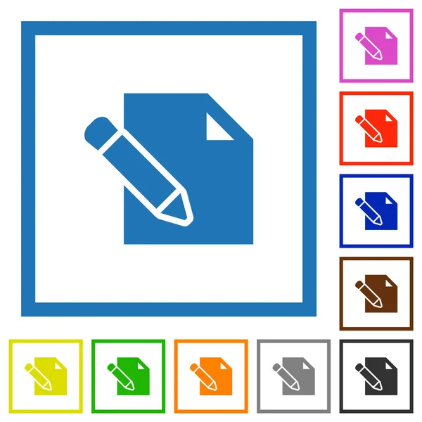 Editar Con Lápiz Iconos Color Plano Sólido Marcos Cuadrados Sobre — Vector de stock