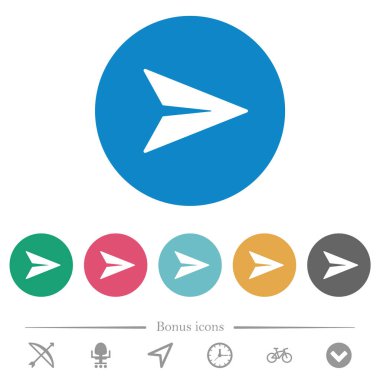 Yuvarlak renk arkaplanlarına düz beyaz simgeler gönder. 6 bonus simgesi dahil.