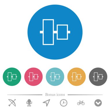 Yuvarlak renkli arkaplanlarda merkezdeki düz beyaz simgelere dikey hizala. 6 bonus simgesi dahil.