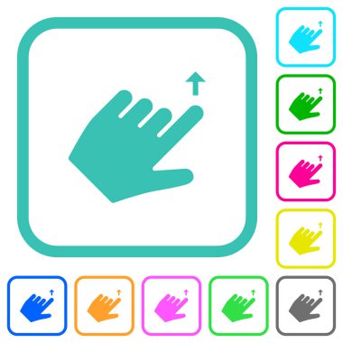 Sol el beyaz zemin üzerinde eğri kenarlı düz simgelerde hareketli düz simgeleri yukarı taşı