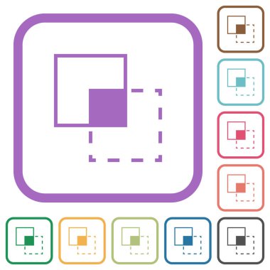 Maske aracı kırpma simgeleri beyaz arkaplan üzerinde renkli yuvarlak kare çerçeveler