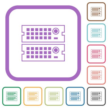 Sunucuları beyaz arkaplanda renkli yuvarlak kare çerçeveler şeklinde basit simgelerle düzenle