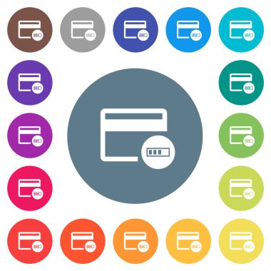 Yuvarlak renk arkaplanlarındaki beyaz simgeler doğrulanıyor. 17 arkaplan renk varyasyonu dahil.