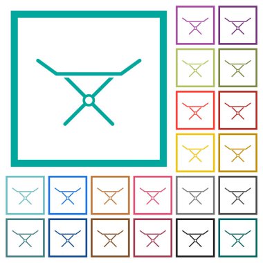 Katlanabilir çamaşır kurutma makinesi beyaz zemin üzerinde çeyrek çerçeve ile katı düz renk simgeleri