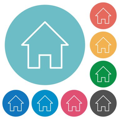 Yuvarlak renk arkaplanındaki düz beyaz simgeler