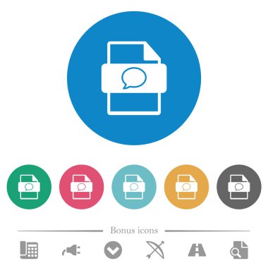 İleti dosyası yuvarlak renk arkaplanı üzerine düz beyaz simgeler yazın. 6 bonus simgesi dahil.