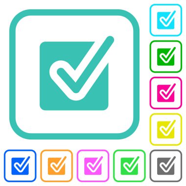 Beyaz arkaplan üzerindeki eğri kenarlıklarda işaretlenmiş katı renkli düz simgeler