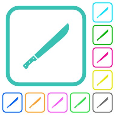 Beyaz arkaplanda eğri kenarlıklarda pala renkli düz simgeler