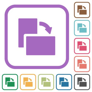 Sağ katı basit simgeleri beyaz arkaplanda yuvarlak kare çerçevelerde döndür