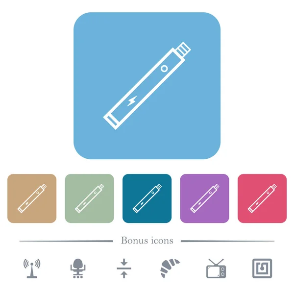 Renkli Yuvarlak Kare Arkaplanlı Beyaz Düz Simgeler Üzerinde Elektronik Sigara — Stok Vektör