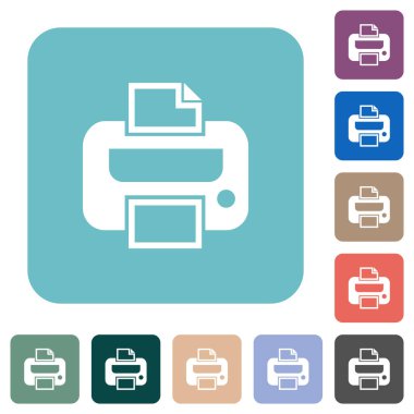 Renkli yuvarlak kare arkaplan üzerine beyaz düz simgeler