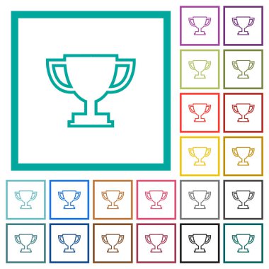 Kupa kupası beyaz arkaplanda çeyrek çerçeve içeren düz renk simgelerini çizer