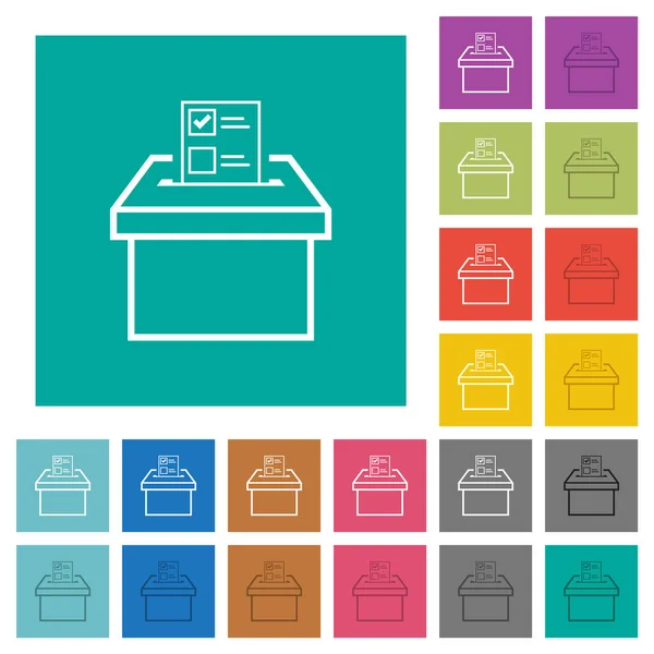 Voting Paper Ballot Box Outline Multi Colored Flat Icons Plain — Stock Vector