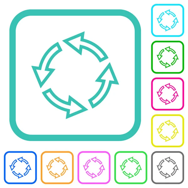 Beyaz arkaplan üzerindeki eğri kenarlıklarda sol çizgi renkli düz simgeleri döndür