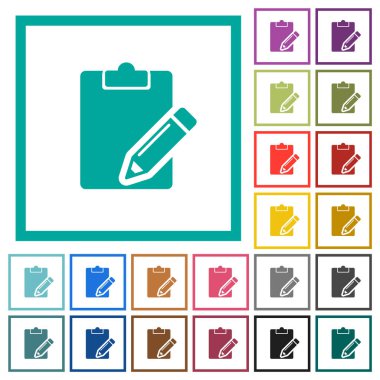 Beyaz arkaplanda çeyrek çerçeve içeren düz renk simgelerine sahip boş not defteri