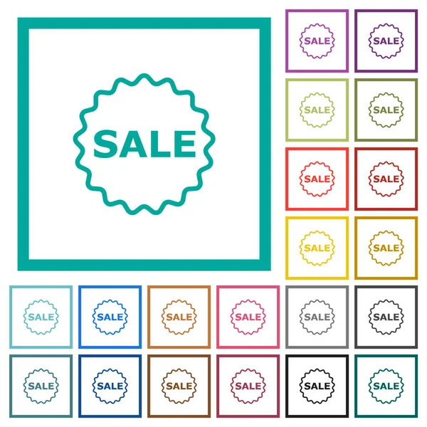 Sale Badge Outline Flat Color Icons Quadrant Frames White Background — Stock Vector