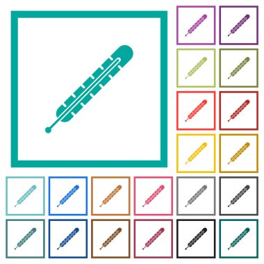 Beyaz zemin üzerinde çeyrek çerçeve ile katı düz renk simgeleri ile ateş termometresi katı