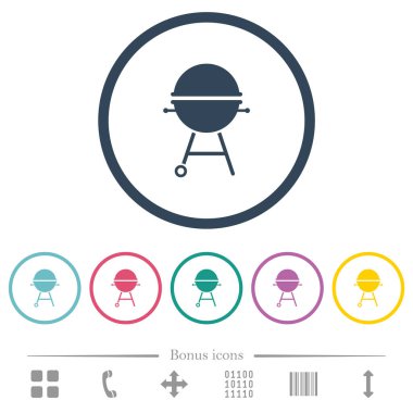 Yuvarlak çizgilerde katı düz renk simgeleriyle ızgara ızgara. 6 bonus simgesi dahil.