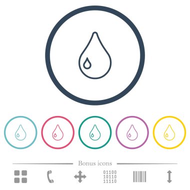 Yuvarlak hatlarda tek damla düz renk simgeleri. 6 bonus simgesi dahil.