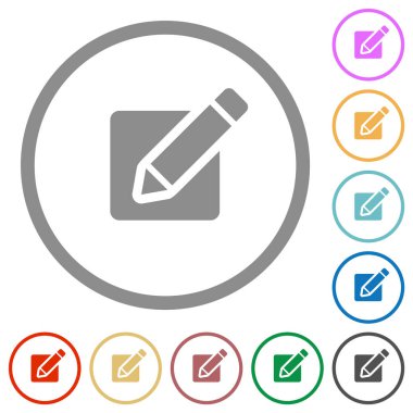 Beyaz arkaplanda yuvarlak çizgilerde düz renk simgelerine sahip kutu düzenleme