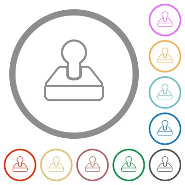 Retro joystick ana hatları düz renk simgeleri beyaz arkaplan üzerinde yuvarlak ana hatlar