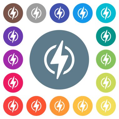 Yuvarlak renkli arka planlarda daire şeklinde beyaz simgeler. 17 arkaplan renk varyasyonu dahil.