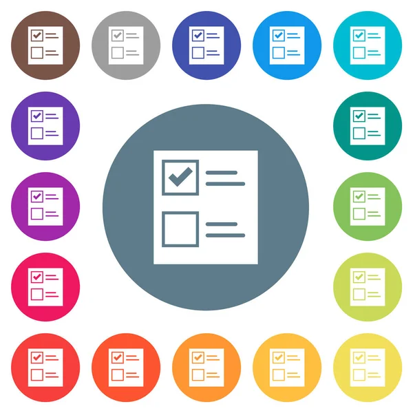 Oylama kağıdının düz beyaz simgeleri yuvarlak renkli arka planlarda. 17 arkaplan renk varyasyonu dahil.