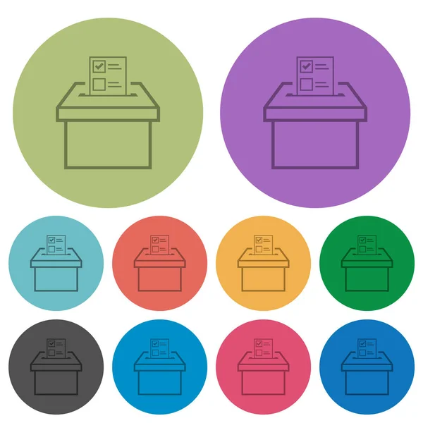 Papier Urne Vote Contour Des Icônes Plates Sombres Sur Fond — Image vectorielle