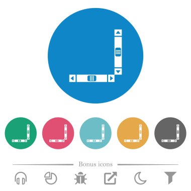 Dikey ve yatay kaydırma çubukları yuvarlak renk arkaplan üzerinde düz beyaz simgeler. 6 bonus simgesi dahil.