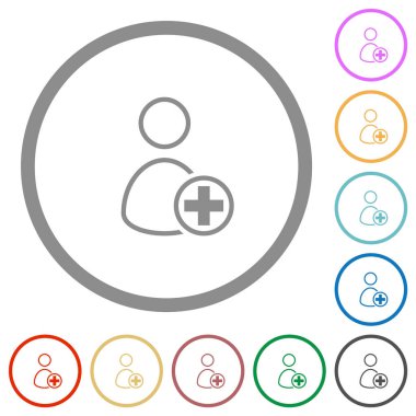 Beyaz arkaplanda yuvarlak hatlara yeni kullanıcı taslağı düz renk simgeleri ekle