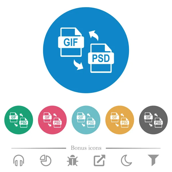 Gif Psd File Conversion Flat White Icons Color Backgrounds Bonus — стоковий вектор