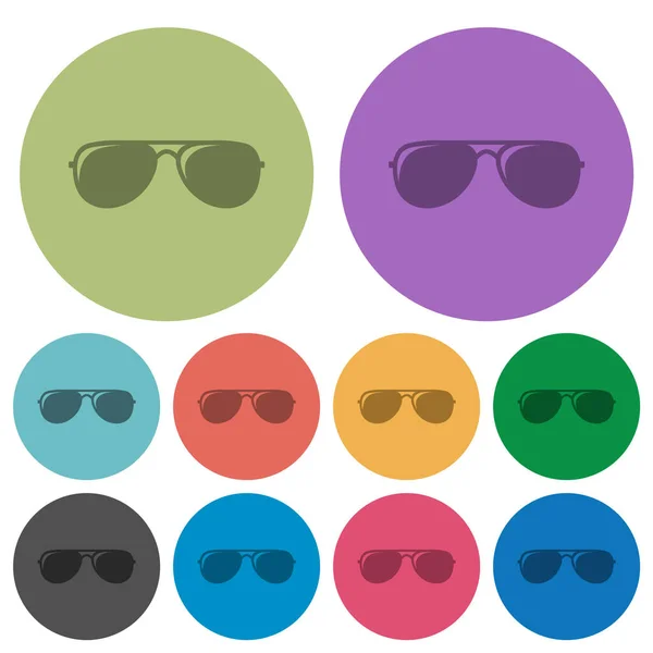 Aviator Sunglasses Glosses Darker Flat Icons Color Background — Stock Vector