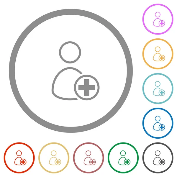 Beyaz arkaplanda yuvarlak hatlara yeni kullanıcı taslağı düz renk simgeleri ekle