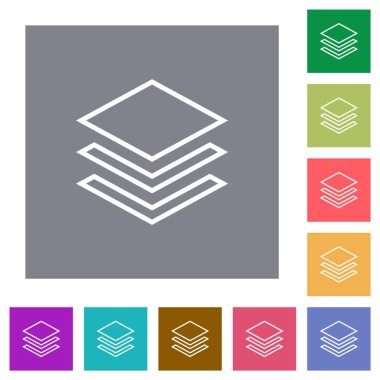 Katmanlar basit renk kare arkaplan üzerindeki düz simgeleri özetlerler