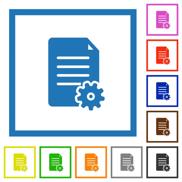 Document Setup Solid Flat Color Icons Square Frames White Background — Stock Vector