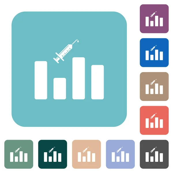 Gráfico Vacunación Iconos Planos Blancos Sobre Fondos Cuadrados Redondeados Color — Archivo Imágenes Vectoriales