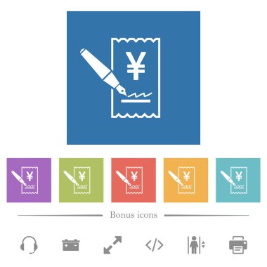 Kare arkaplanlarda yassı beyaz simgeler imzalamak. 6 bonus simgesi dahil.