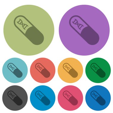 Medicine with dna molecule darker flat icons on color round background